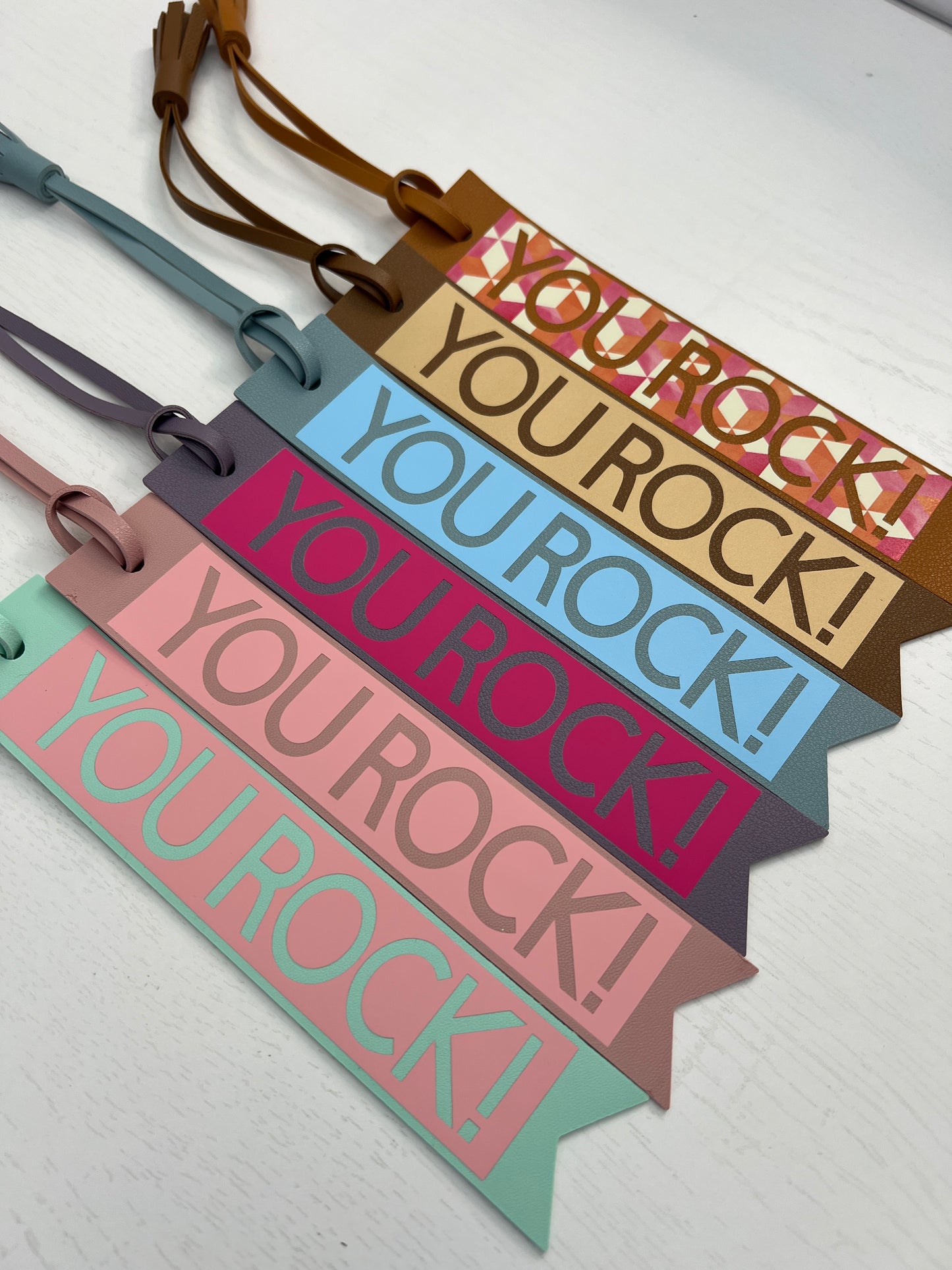 Leather Bookmark - Inspiring, Motivating and Fun - You Rock!